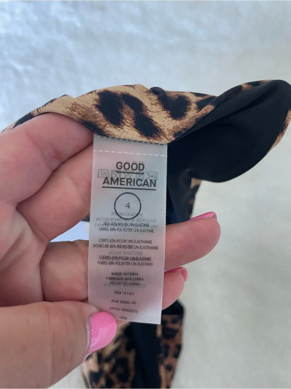 Good American Leopard Knot-Front Bikini Top - Brown & Black